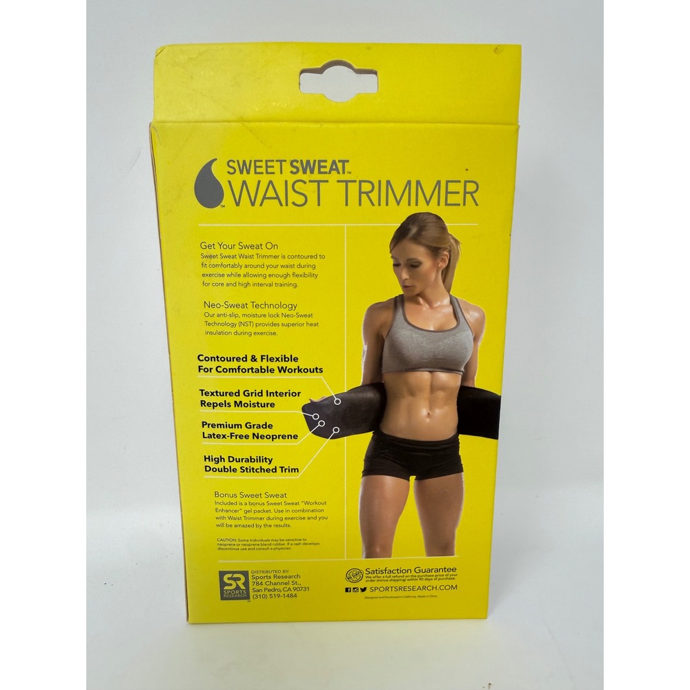 Sweet Sweat Waist Trimmer Band (Unisex) Trainer Belt - Black Yellow Size M New - Picture 2 of 2